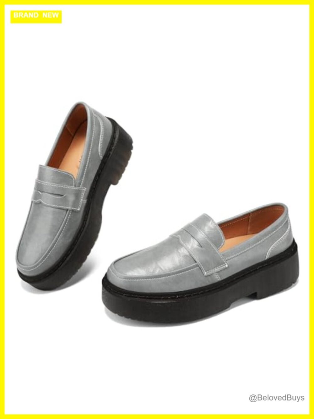 Women's Platform Chunky Penny Loafers Faux Leather Lug Sole Slip-On Business